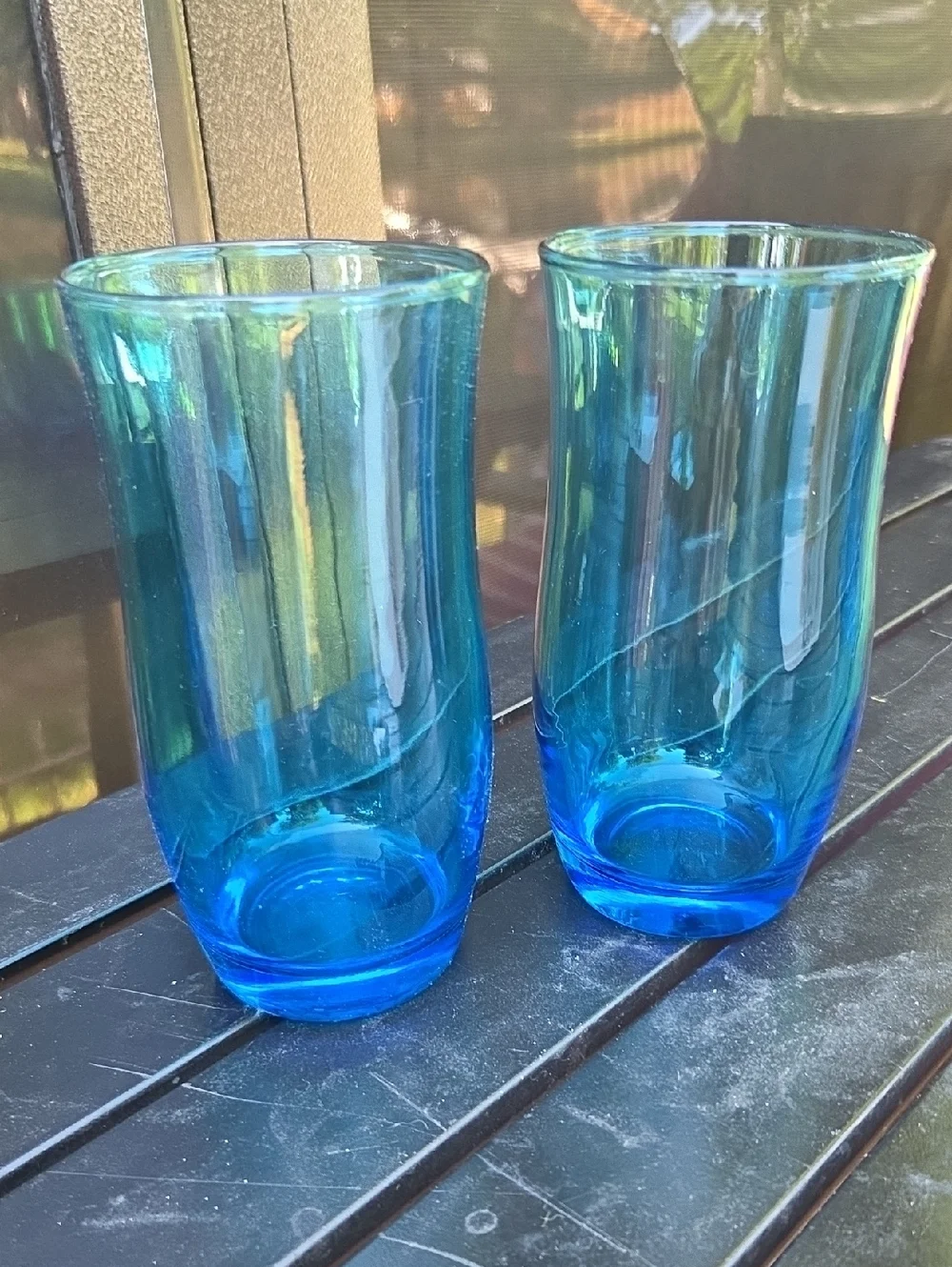 Set Of 6 Blue Glass Tumbler Pair - Vintage Anchor Hocking 15 Ounces